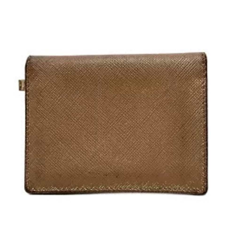 Salvatore Ferragamo Salvatore Pass Case Wallet Glitter Beige Cream Leather